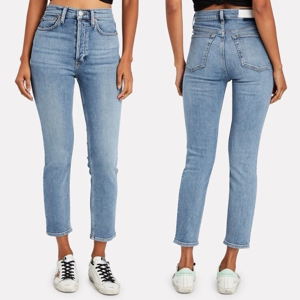 Re/Done- Vintage 90s Fit Style Dark Wash High Rise Ankle Crop Jeans Size 25